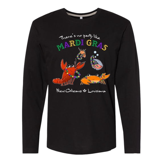 Inktastic There's No Party Like Mardi Gras with Partying Seafood Long Sleeve T-Shirt