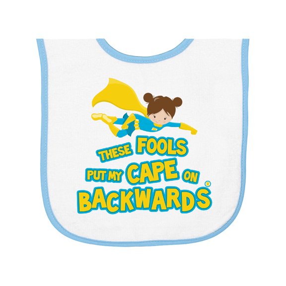 Inktastic These Fools Put My Cape on Backwards Funny Baby Terry Cloth Bib