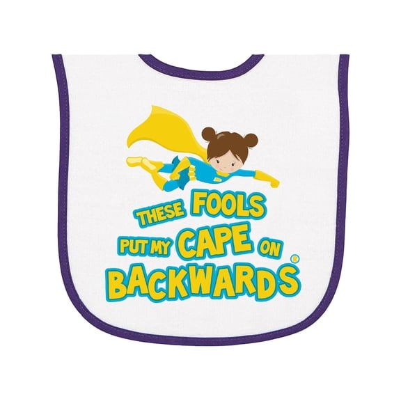 Inktastic These Fools Put My Cape on Backwards Funny Baby Terry Cloth Bib