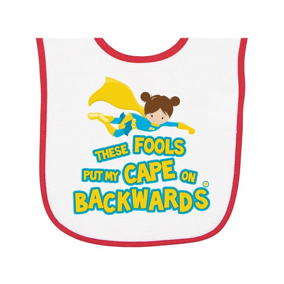 Inktastic These Fools Put My Cape on Backwards Funny Baby Terry Cloth Bib