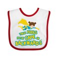 thumbnail image 1 of Inktastic These Fools Put My Cape on Backwards Funny Girls Baby Bib, 1 of 4