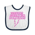 thumbnail image 1 of Inktastic These Fools Put My Cape on Backwards&reg; Bolt Pink Girls Baby Bib, 1 of 4