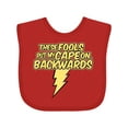 thumbnail image 1 of Inktastic These Fools Put My Cape on Backwards&reg; Bolt Yellow Boys or Girls Baby Bib, 1 of 4