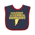thumbnail image 1 of Inktastic These Fools Put My Cape on Backwards&reg; Bolt Yellow Boys or Girls Baby Bib, 1 of 4