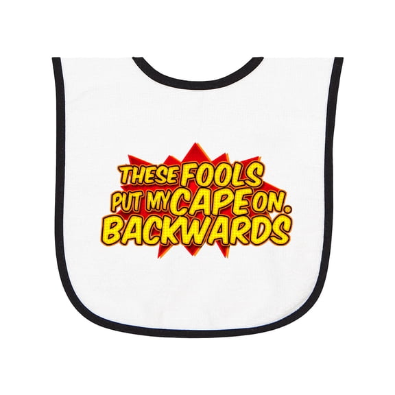 Inktastic These Fools Put My Cape on Backwards® Red Baby Terry Cloth Bib