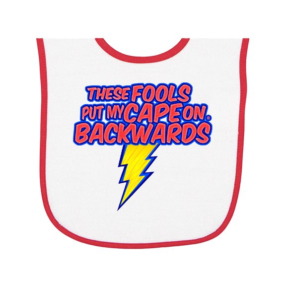 Inktastic These Fools Put My Cape on Backwards® Superhero Baby Terry Cloth Bib