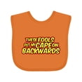 thumbnail image 1 of Inktastic These Fools Put My Cape on Backwards&reg; Yellow Red Boys or Girls Baby Bib, 1 of 4
