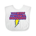 thumbnail image 1 of Inktastic These Nerds Put My Cape on Backwards&reg; Superhero R Boys or Girls Baby Bib, 1 of 4