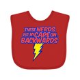 thumbnail image 1 of Inktastic These Nerds Put My Cape on Backwards&reg; Superhero R Boys or Girls Baby Bib, 1 of 4