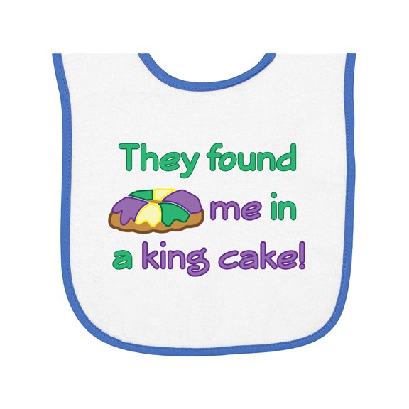 Inktastic They Found Me in a King Cake Baby Terry Cloth Bib
