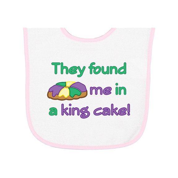 Inktastic They Found Me in a King Cake Baby Terry Cloth Bib