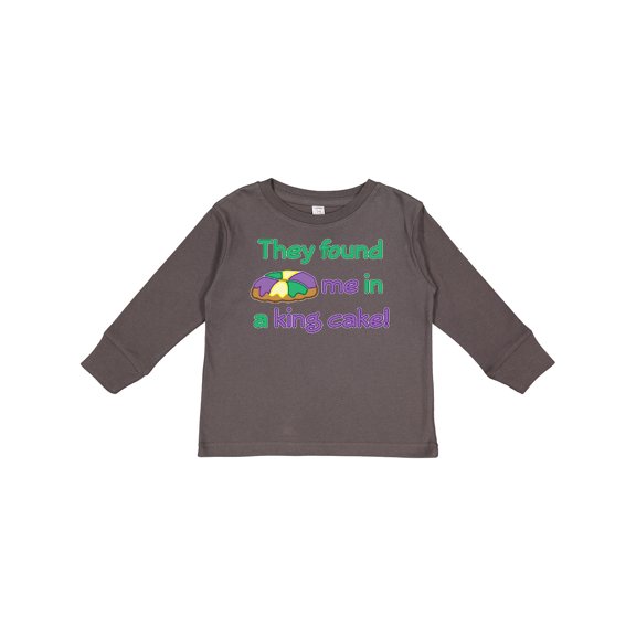 Inktastic They Found Me in a King Cake Boys or Girls Long Sleeve Toddler T-Shirt