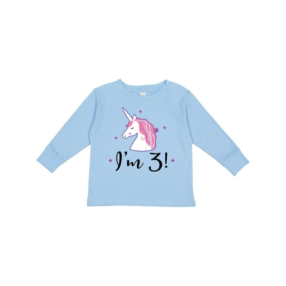 Inktastic Third Birthday Cute Unicorn Girls Long Sleeve Toddler T-Shirt