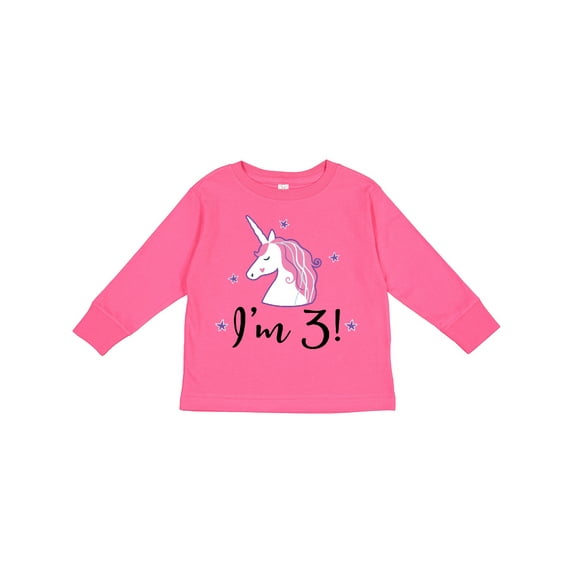 Inktastic Third Birthday Cute Unicorn Girls Long Sleeve Toddler T-Shirt