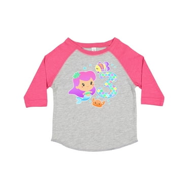 Inktastic Third Birthday Mermaid with Fish and Crab Girls Toddler T-Shirt