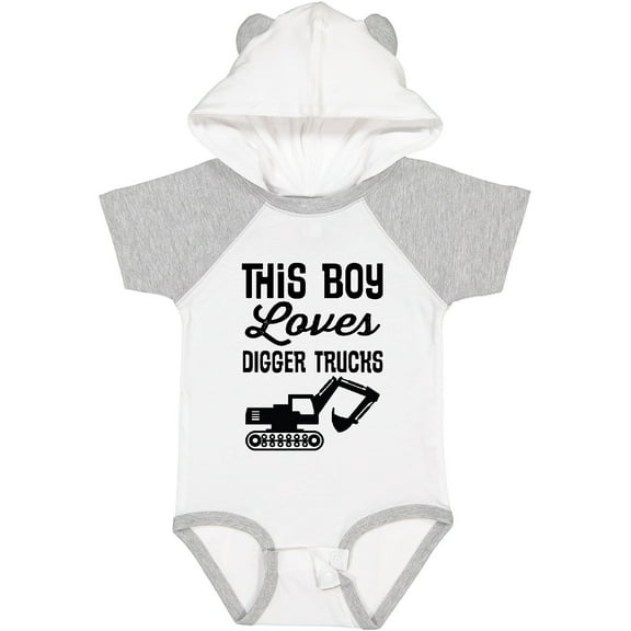 Inktastic This Boy Loves Digger Trucks Construction Boys Baby Bodysuit
