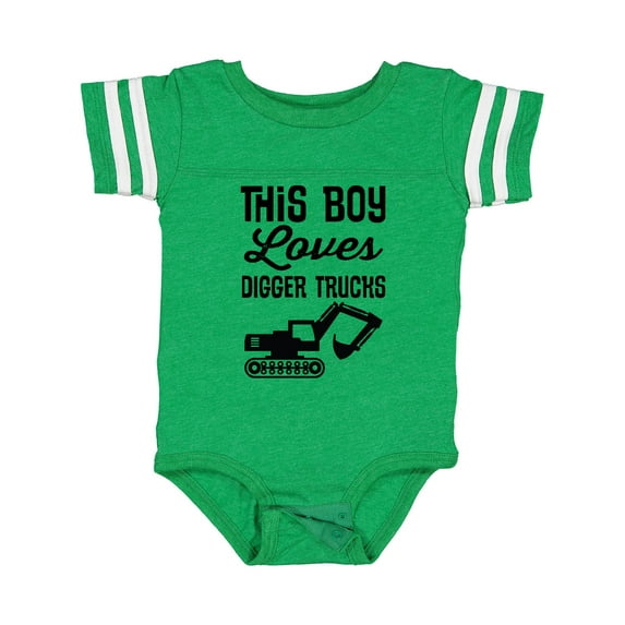 Inktastic This Boy Loves Digger Trucks Construction Boys Baby Bodysuit