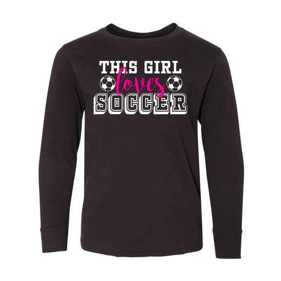 Inktastic This Girl Loves Soccer Long Sleeve Youth T-Shirt