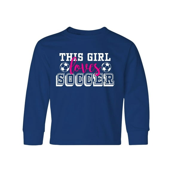 Inktastic This Girl Loves Soccer Long Sleeve Youth T-Shirt