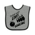 thumbnail image 1 of Inktastic This Kid Loves Bowling Boys or Girls Baby Bib, 1 of 4