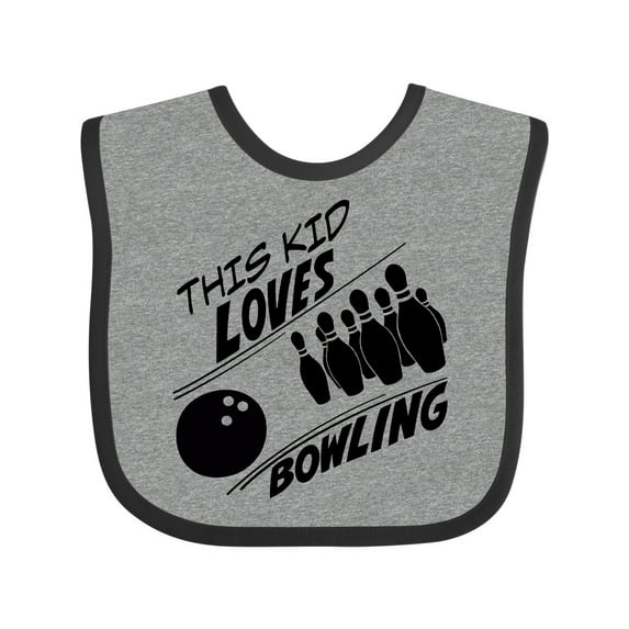 Inktastic This Kid Loves Bowling Boys or Girls Baby Bib