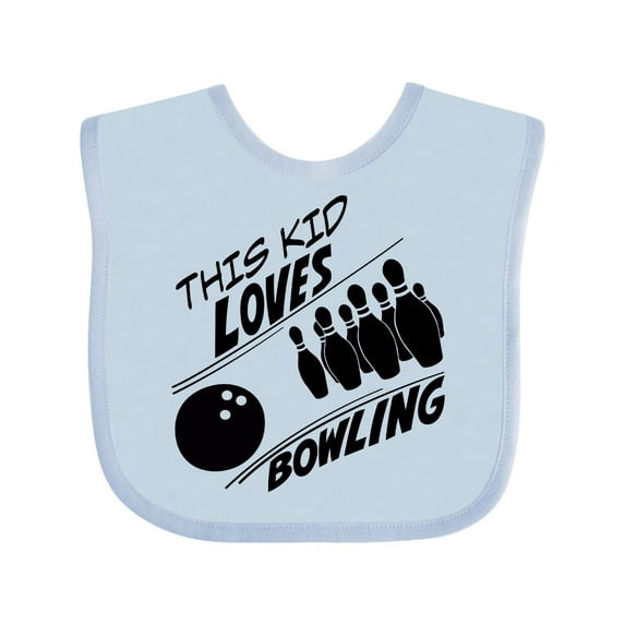 Inktastic This Kid Loves Bowling Boys or Girls Baby Bib