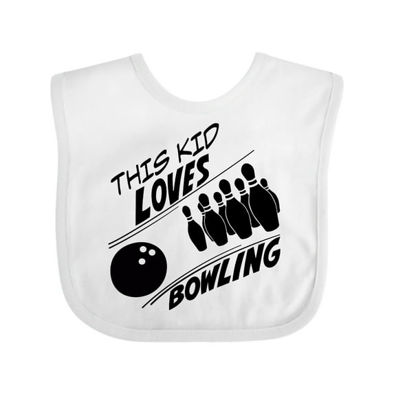 Inktastic This Kid Loves Bowling Boys or Girls Baby Bib