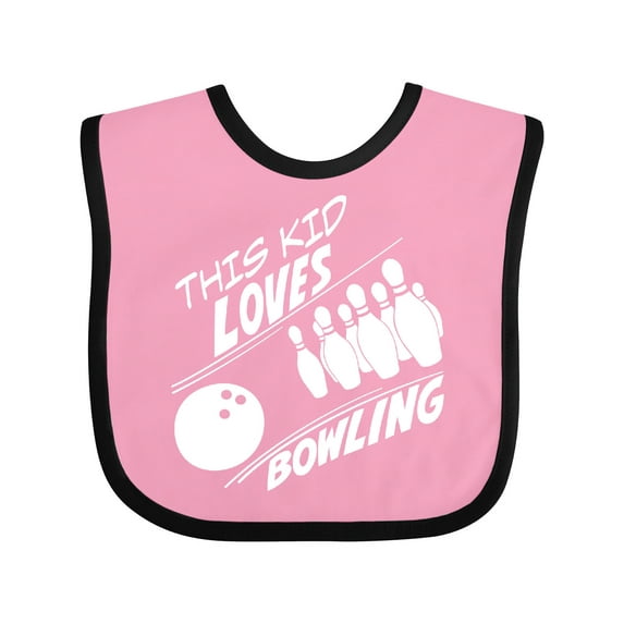 Inktastic This Kid Loves Bowling Boys or Girls Baby Bib
