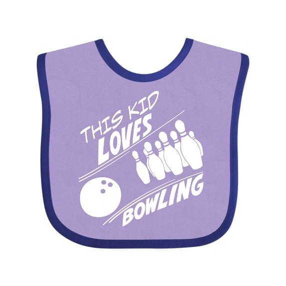 Inktastic This Kid Loves Bowling Boys or Girls Baby Bib