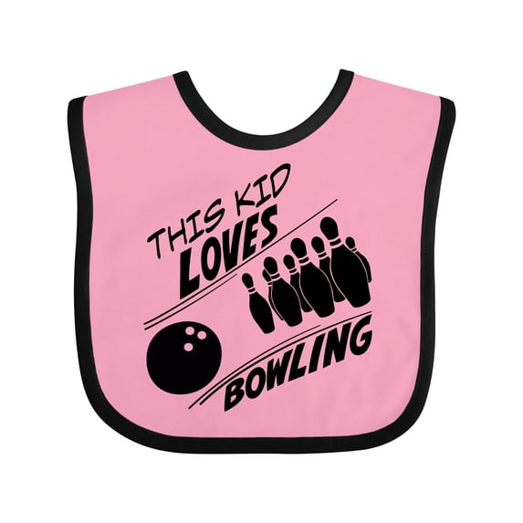 Inktastic This Kid Loves Bowling Boys or Girls Baby Bib