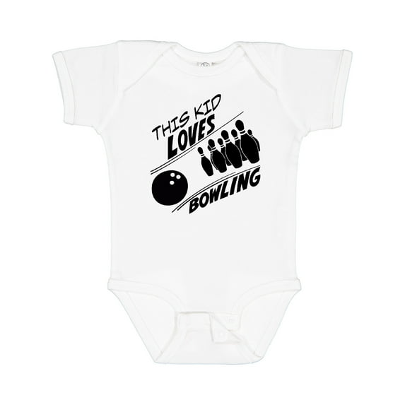 Inktastic This Kid Loves Bowling Boys or Girls Baby Bodysuit