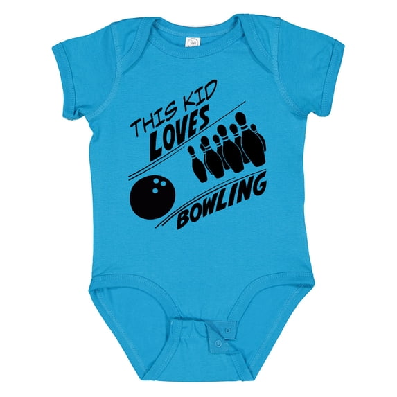 Inktastic This Kid Loves Bowling Boys or Girls Baby Bodysuit
