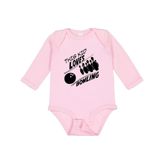 Inktastic This Kid Loves Bowling Boys or Girls Long Sleeve Baby Bodysuit