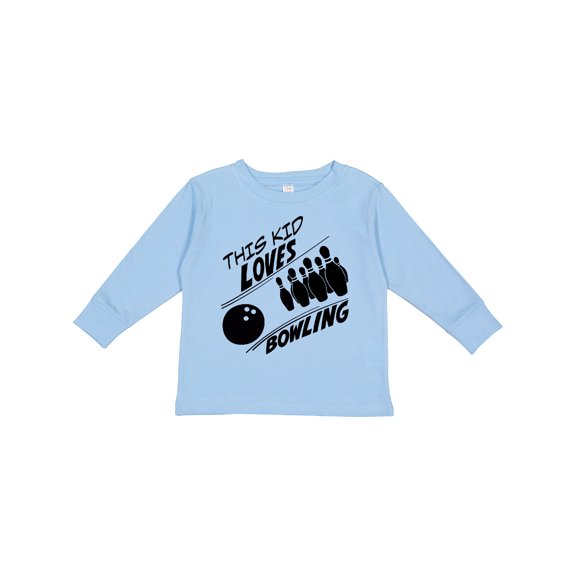 Inktastic This Kid Loves Bowling Boys or Girls Long Sleeve Toddler T-Shirt