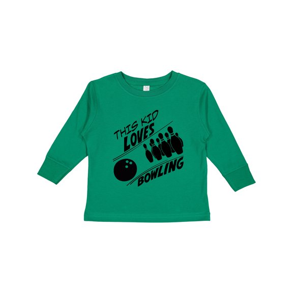 Inktastic This Kid Loves Bowling Boys or Girls Long Sleeve Toddler T-Shirt