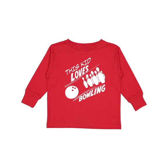 Inktastic This Kid Loves Bowling Boys or Girls Long Sleeve Toddler T-Shirt