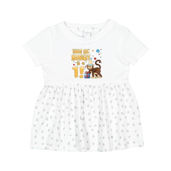 Inktastic This Lil' Monkey is One Cute Birthday Girls Baby Dress