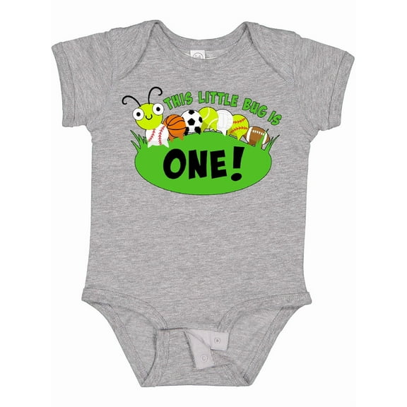 Inktastic This Little Bug is One First Birthdaysports Caterpillar Boys or Girls Baby Bodysuit