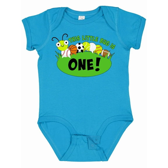 Inktastic This Little Bug is One First Birthdaysports Caterpillar Boys or Girls Baby Bodysuit