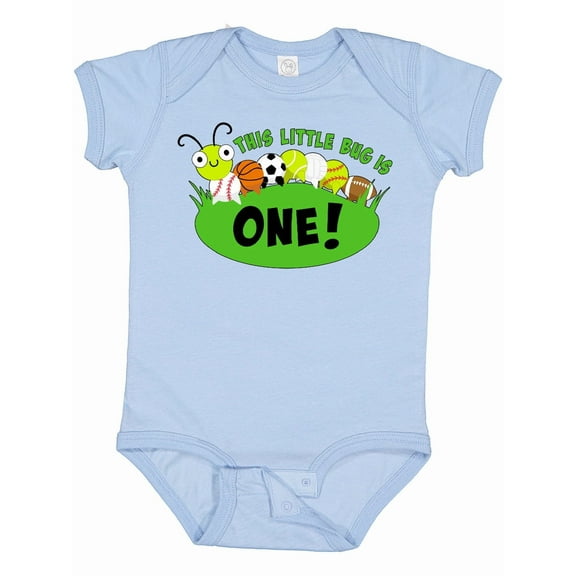 Inktastic This Little Bug is One First Birthdaysports Caterpillar Boys or Girls Baby Bodysuit