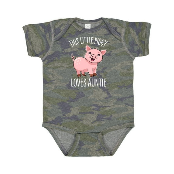 Inktastic This Little Piggy Loves Auntie- Cute Boys or Girls Baby Bodysuit