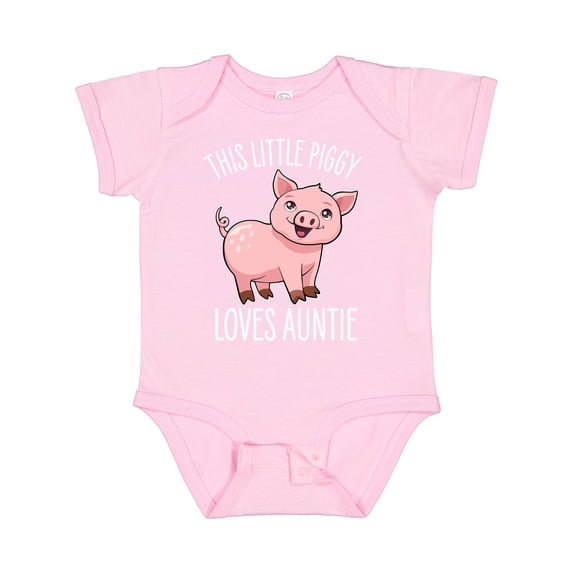 Inktastic This Little Piggy Loves Auntie- Cute Boys or Girls Baby Bodysuit