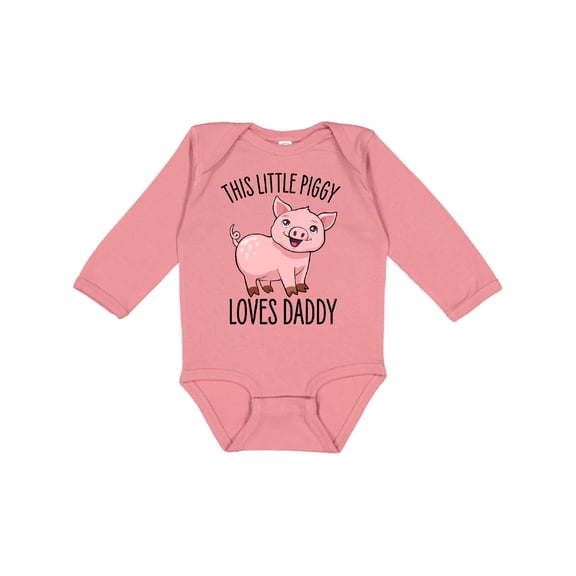 Inktastic This Little Piggy Loves Daddy Cute Boys or Girls Long Sleeve Baby Bodysuit