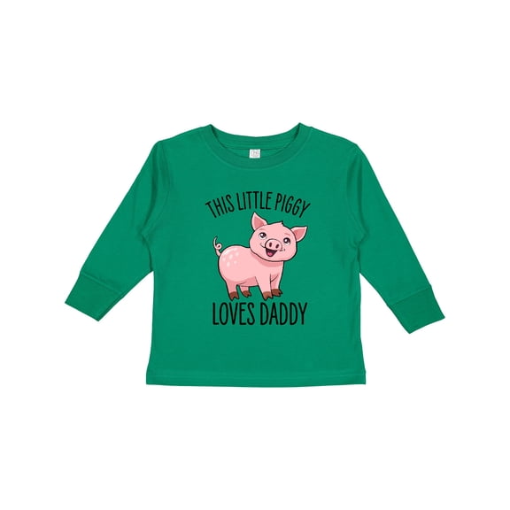 Inktastic This Little Piggy Loves Daddy- cute Boys or Girls Long Sleeve Toddler T-Shirt