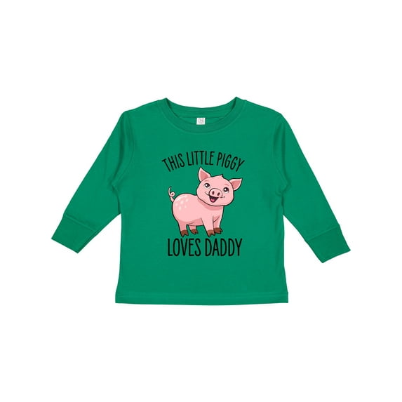 Inktastic This Little Piggy Loves Daddy- cute Boys or Girls Long Sleeve Toddler T-Shirt