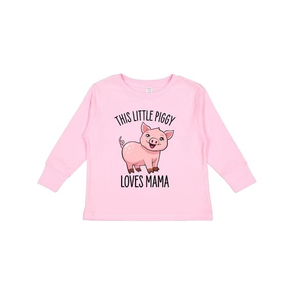 Inktastic This Little Piggy Loves Mama Cute Boys or Girls Long Sleeve Toddler T-Shirt