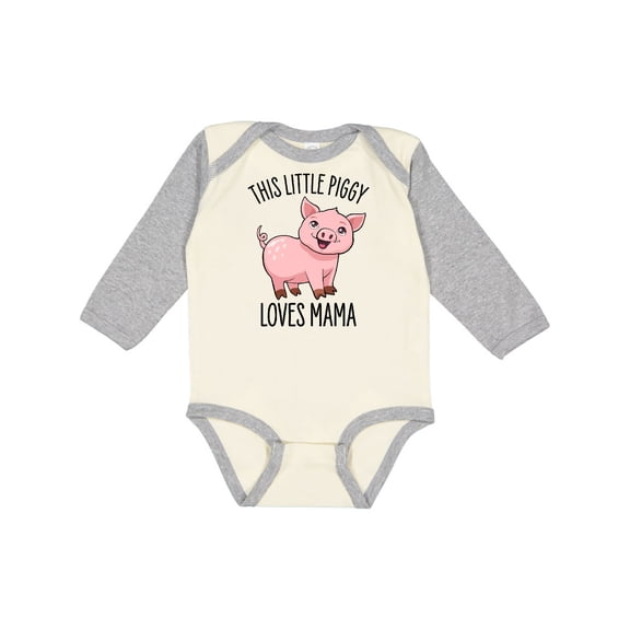Inktastic This Little Piggy Loves Mama- cute Boys or Girls Long Sleeve Baby Bodysuit