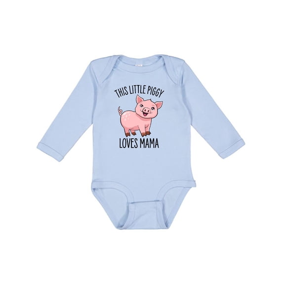 Inktastic This Little Piggy Loves Mama- cute Boys or Girls Long Sleeve Baby Bodysuit