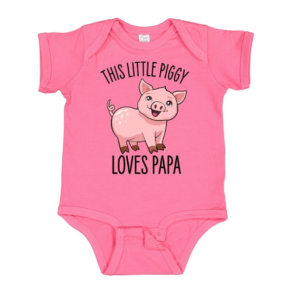 Inktastic This Little Piggy Loves Papa- Cute Boys or Girls Baby Bodysuit