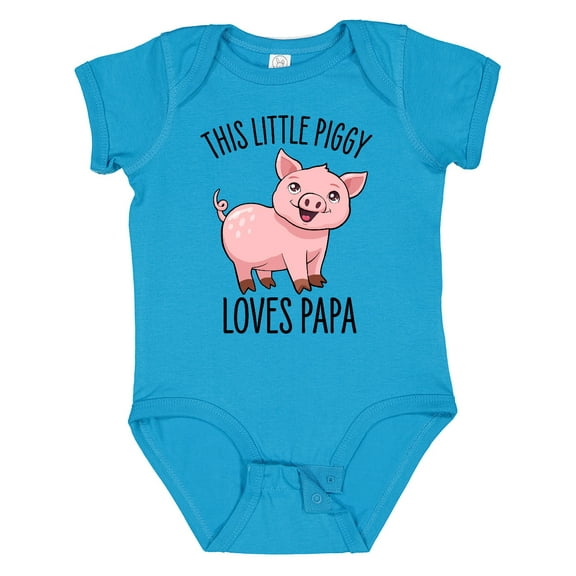 Inktastic This Little Piggy Loves Papa- Cute Boys or Girls Baby Bodysuit